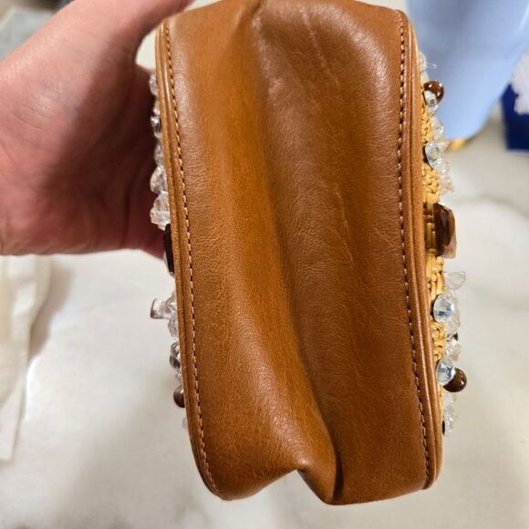 COLE HAAN straw bag embroidery , new - Picture 5 of 8